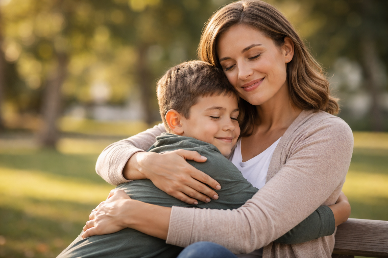 A parent and child representing secure attachment and emotional security
